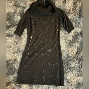 Cowl Neck Sweater Dress with Sequins